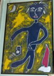 Paul Kostabi Barrel Boy Painting 2000